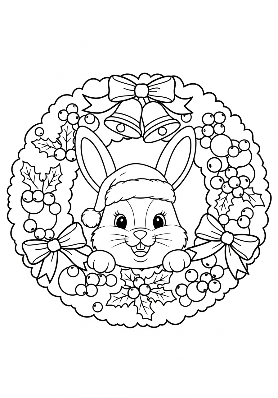 immagini di Coniglio di Natale da colorare e stampare