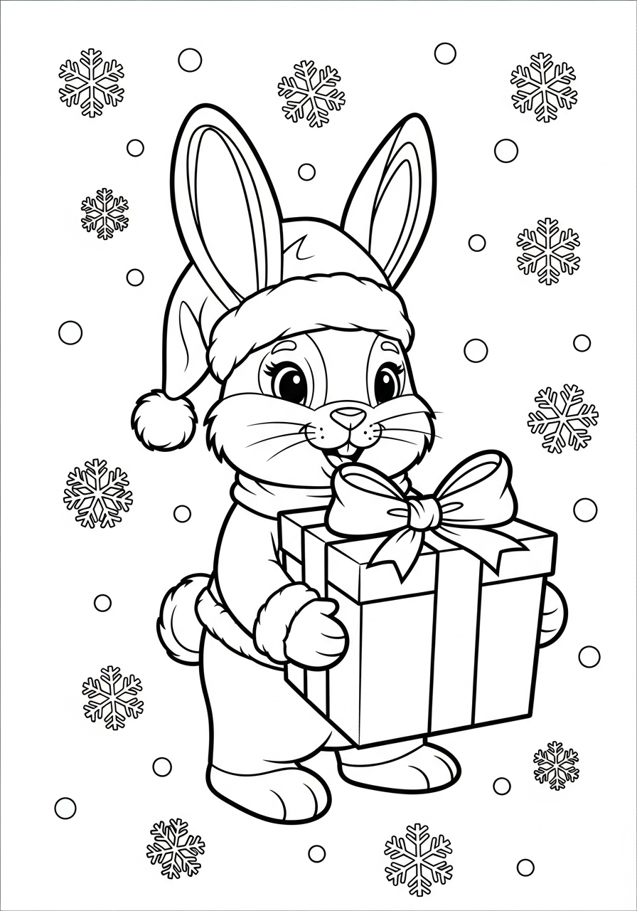 immagini da colorare di Coniglio di Natale