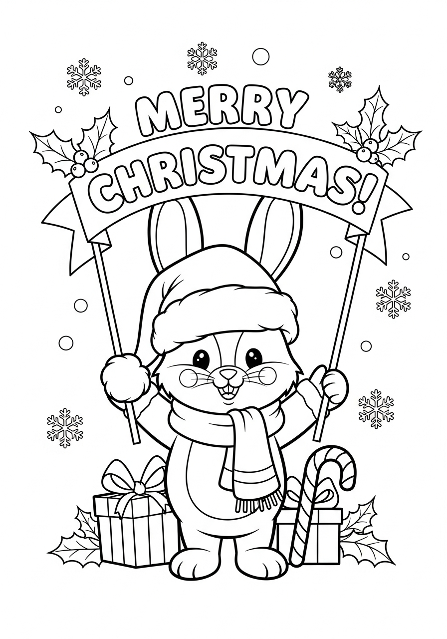 immagine da colorare Coniglio di Natale