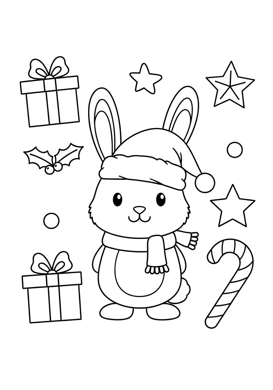 Coniglio di Natale da colorare e stampare