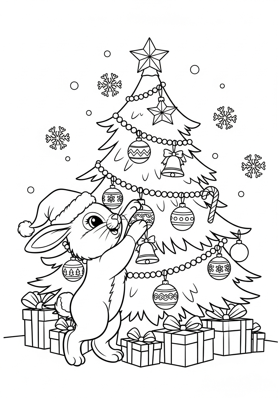 immagine Coniglio di Natale da colorare