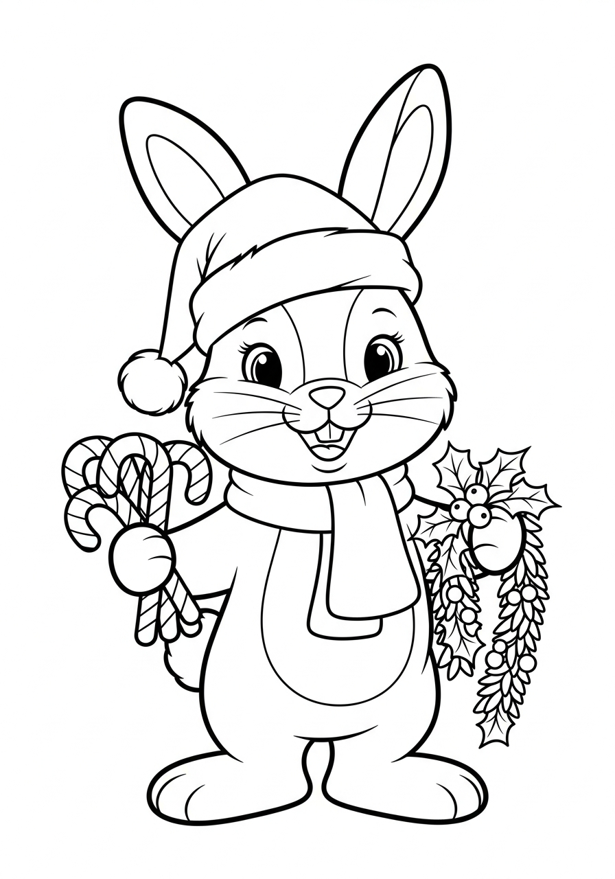 Coniglio di Natale da colorare e stampare pdf