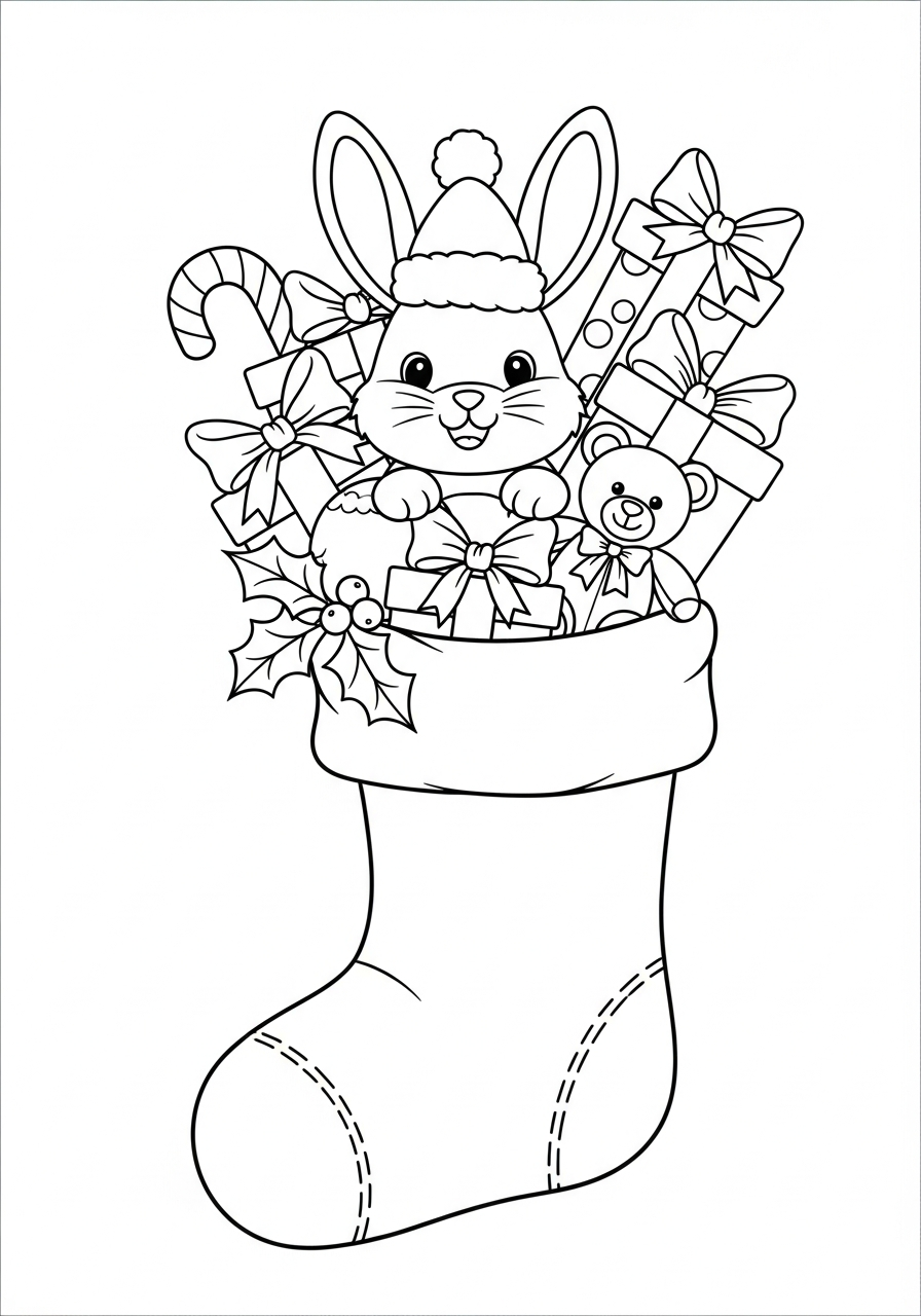 disegni da colorare gratis per bambini di Coniglio di Natale