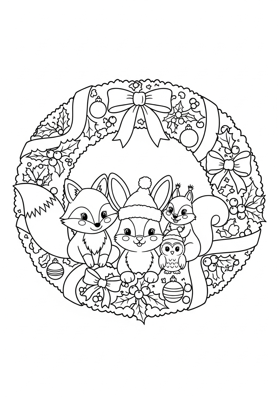 immagini Coniglio di Natale da colorare e stampare