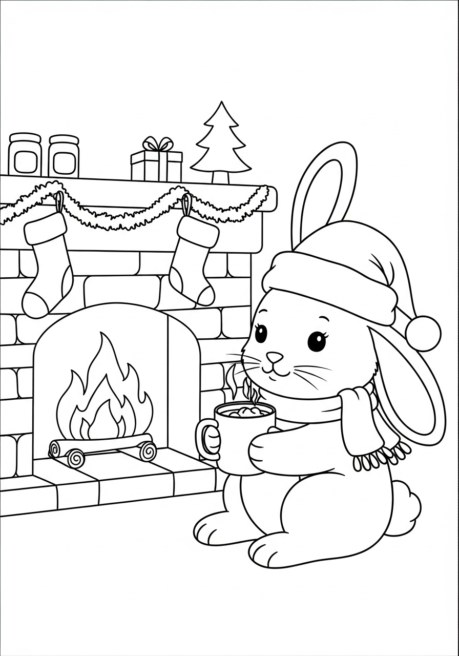 immagini di Coniglio di Natale da colorare per bambini
