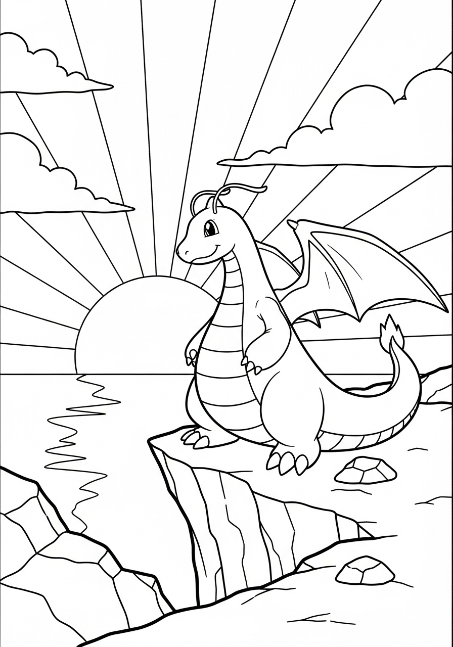 Dragonite disegno da colorare facile