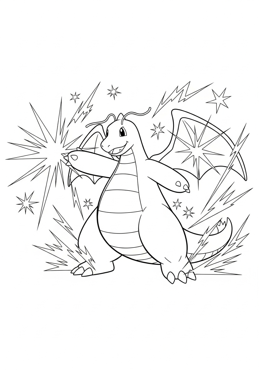 disegno Dragonite da colorare per bambini 2