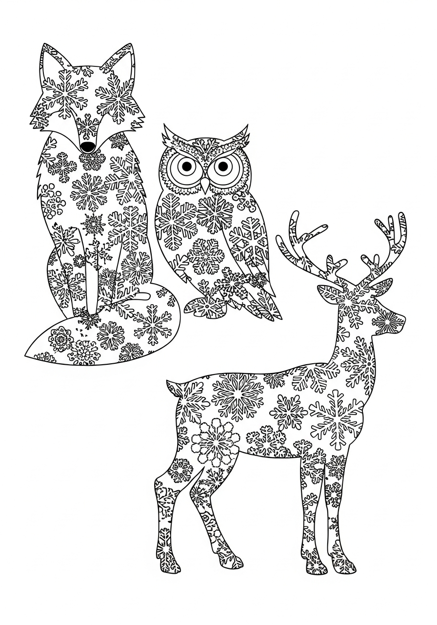 Fiocchi di Neve 21 Fiocchi di Neve da stampare e colorare per bambini