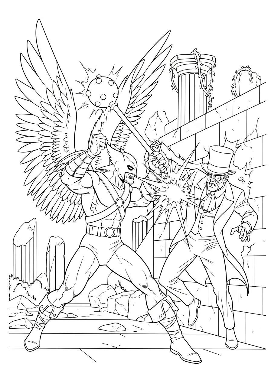 Hawkman 8 stampe da colorare per bambini Hawkman