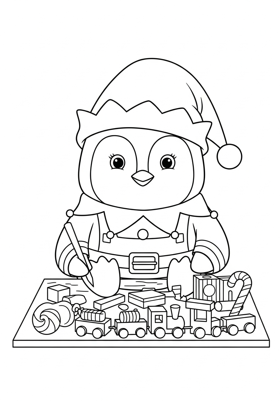 immagine da colorare Pinguino di Natale