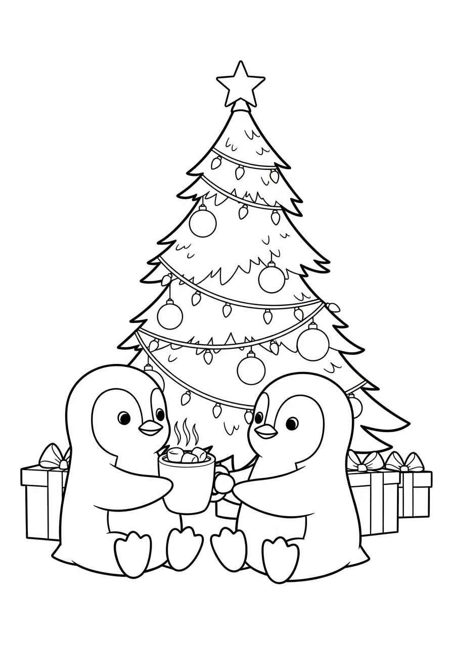 Pinguino di Natale da colorare e stampare gratis