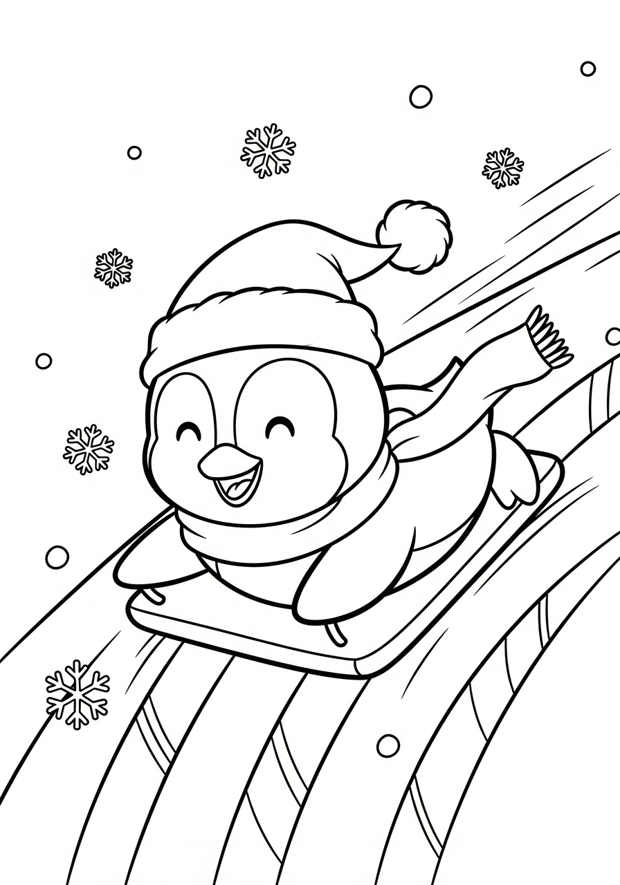 disegni di Pinguino di Natale da colorare e stampare