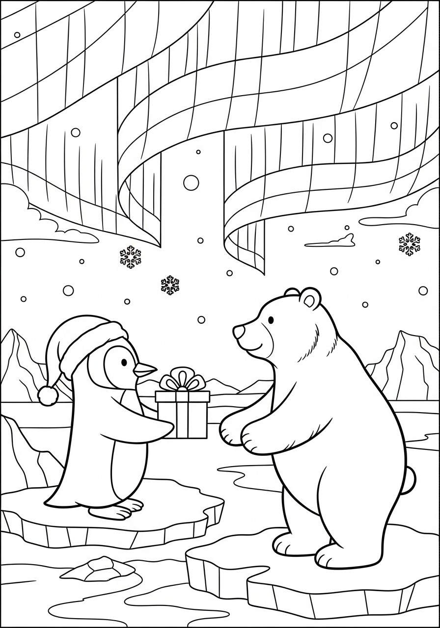 immagine Pinguino di Natale da colorare