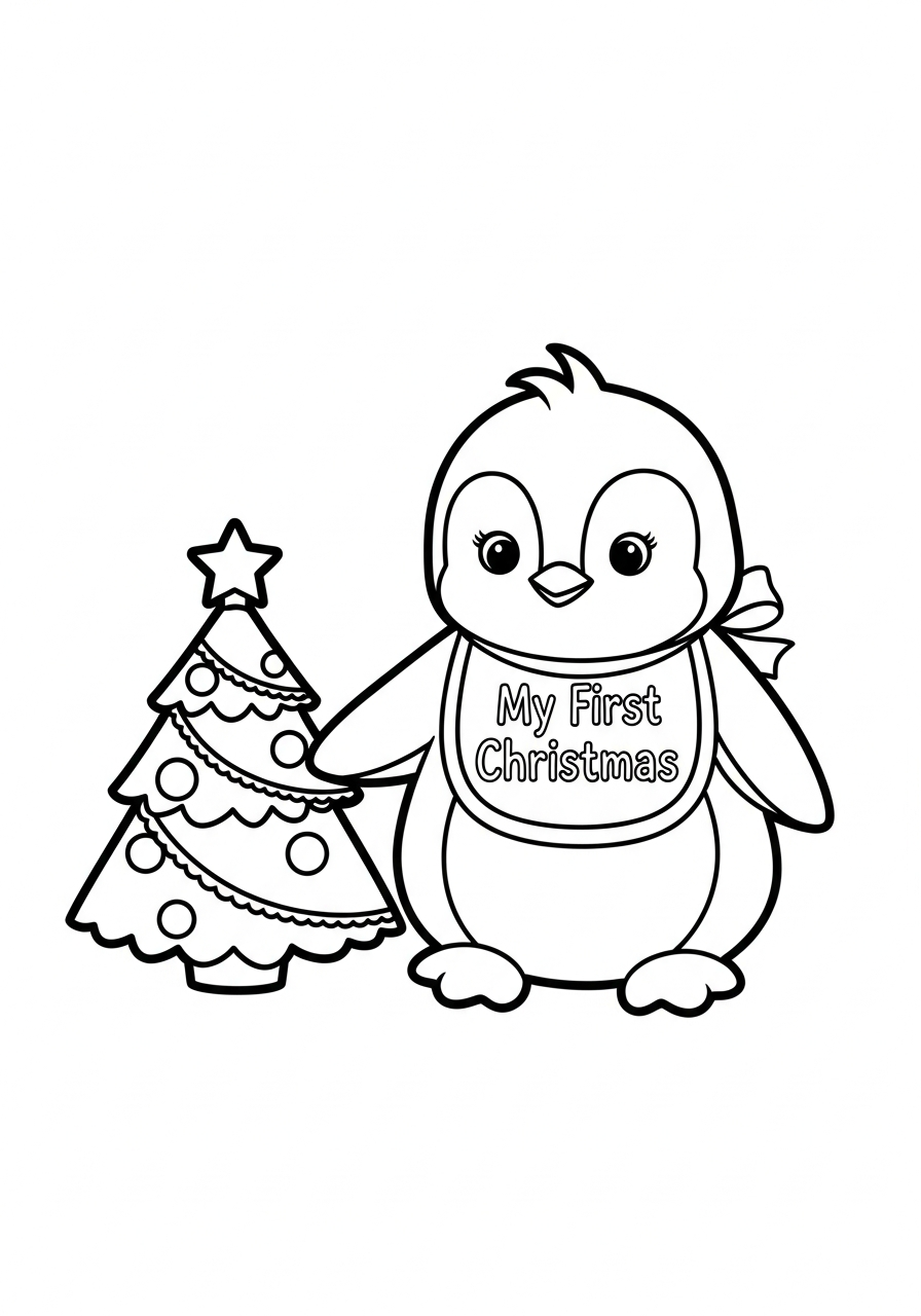 pdf stampare Pinguino di Natale da colorare