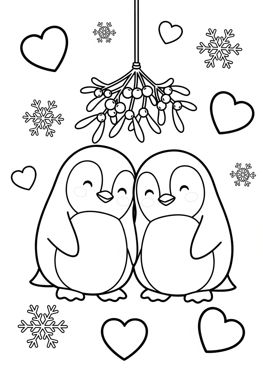 disegno di Pinguino di Natale da stampare e colorare