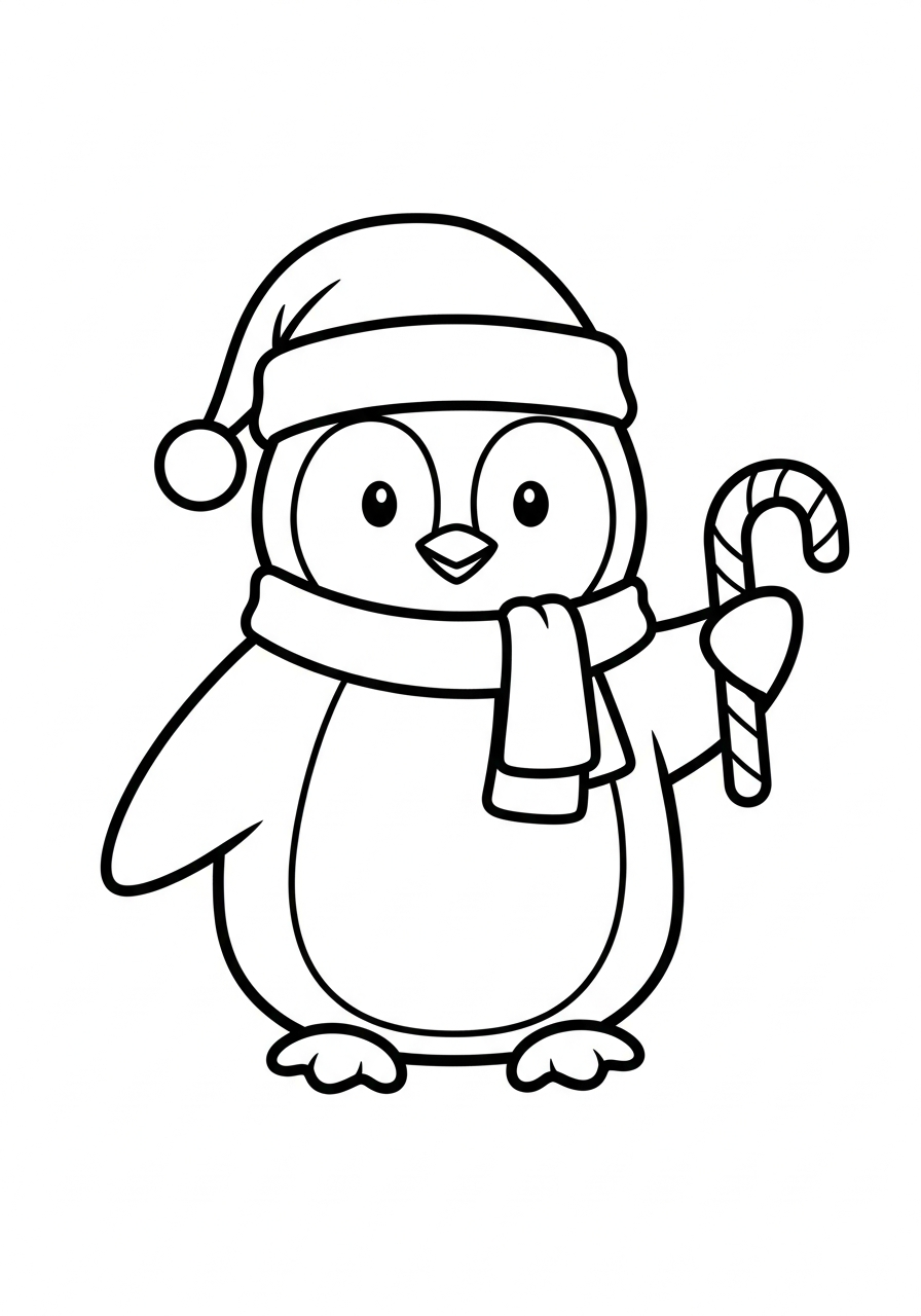 foto di Pinguino di Natale da colorare
