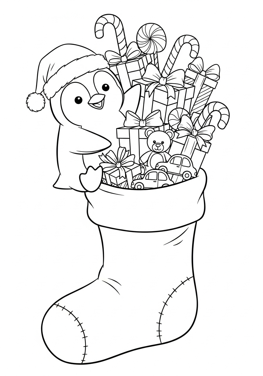 disegni Pinguino di Natale da colorare per bambini