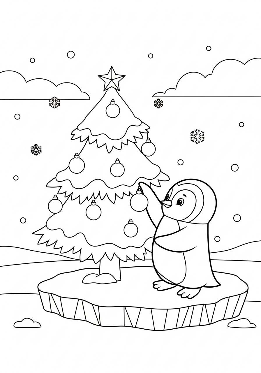 disegni da colorare per bambini pdf Pinguino di Natale