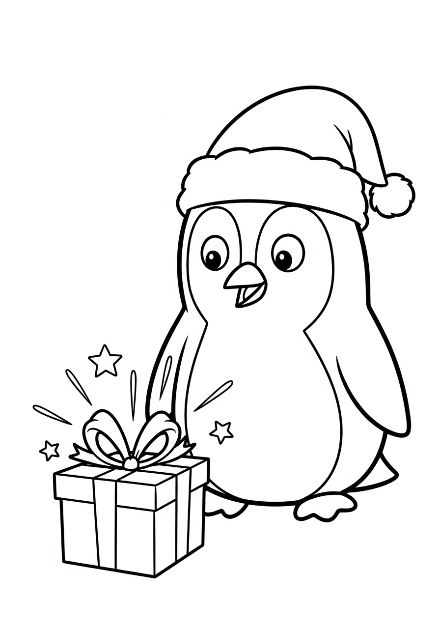 disegni Pinguino di Natale facili da colorare