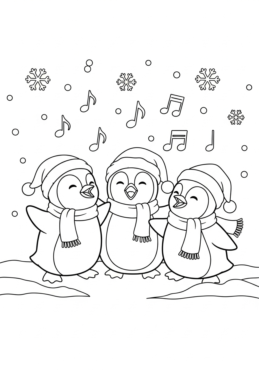 pdf stampare Pinguino di Natale da colorare 1