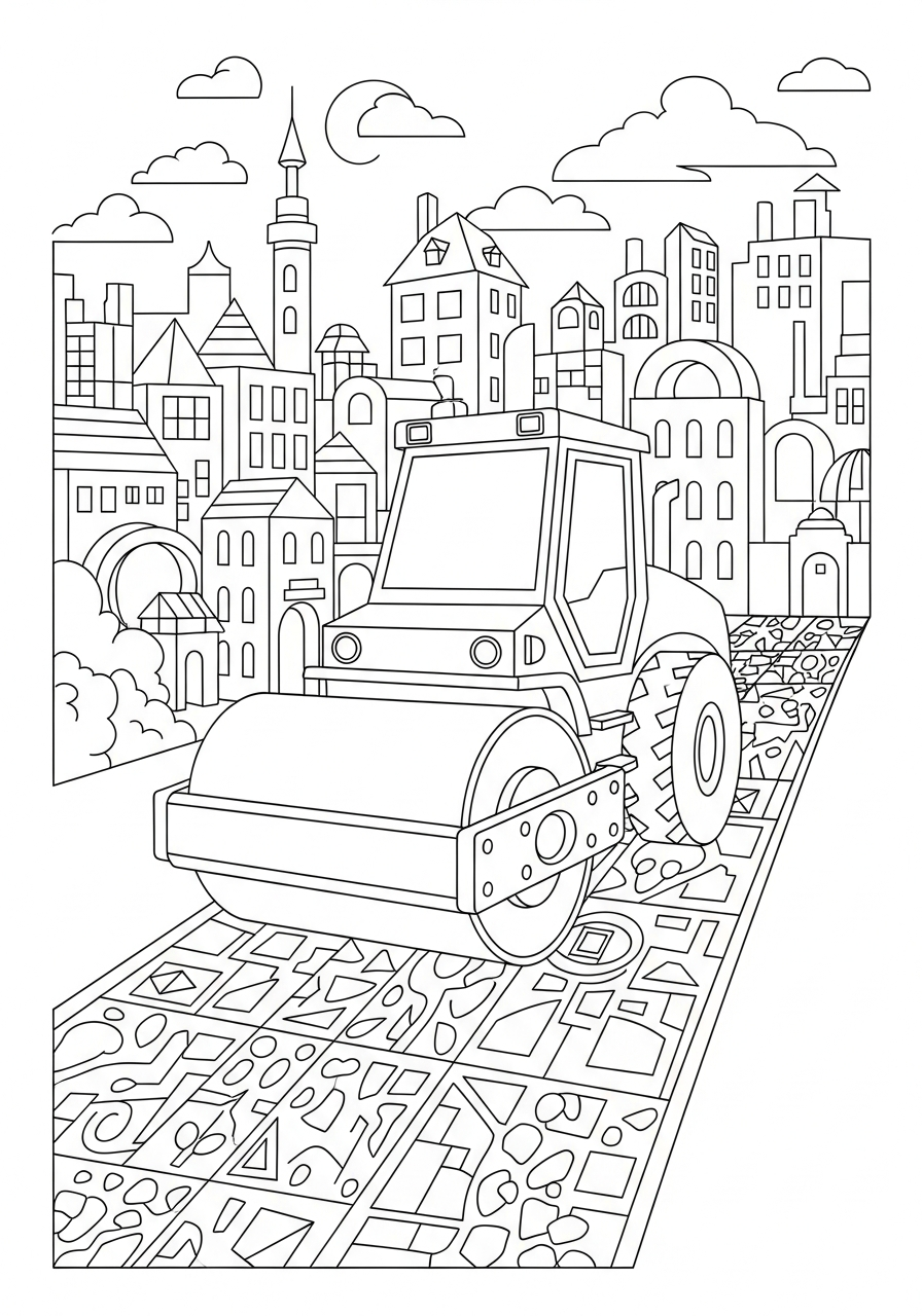 Rullo Compressore 3 disegni facili di Rullo Compressore da colorare