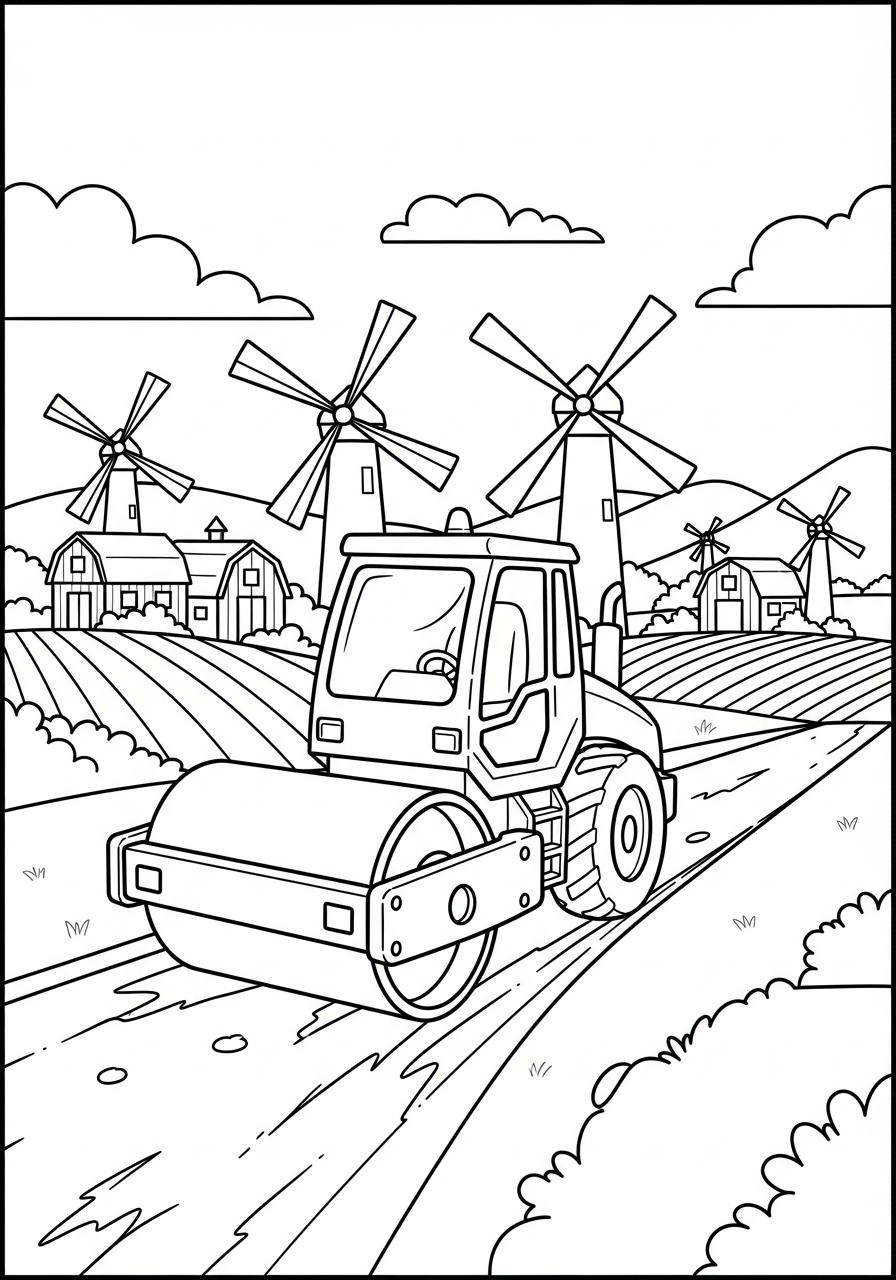 Rullo Compressore 16 Rullo Compressore da stampare e colorare per bambini