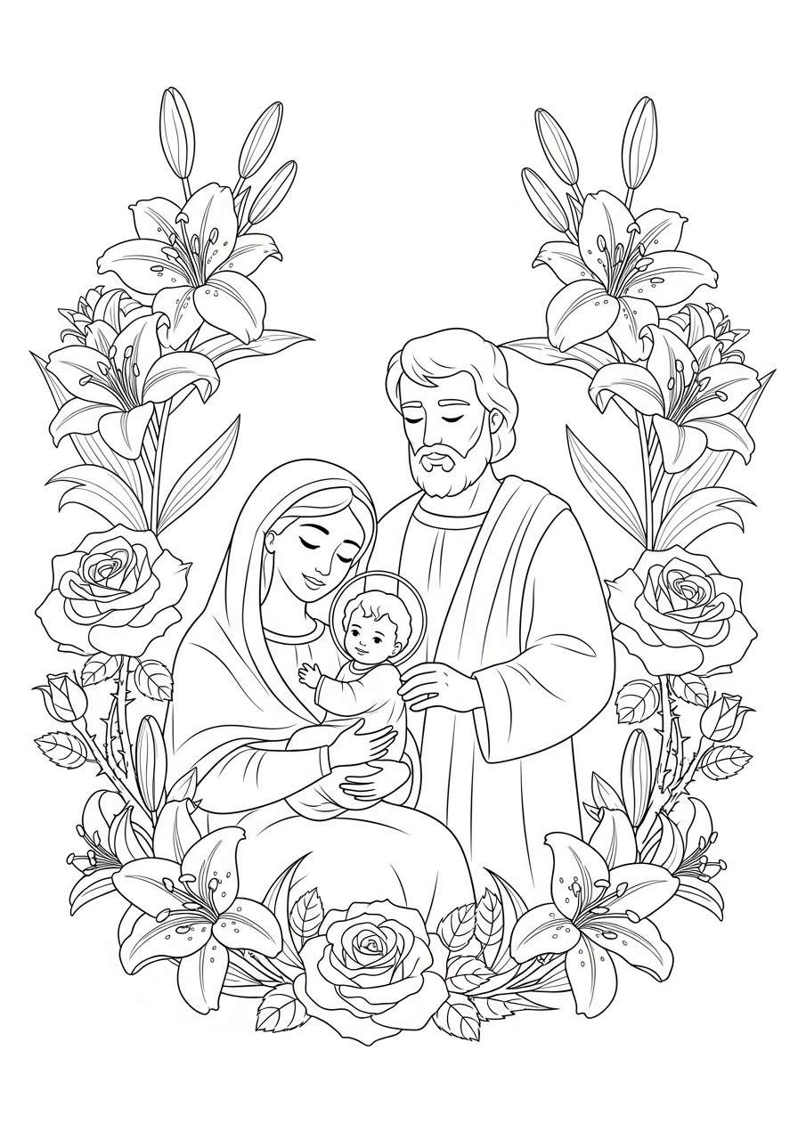Sacra Famiglia 8 disegno Sacra Famiglia da colorare per bambini