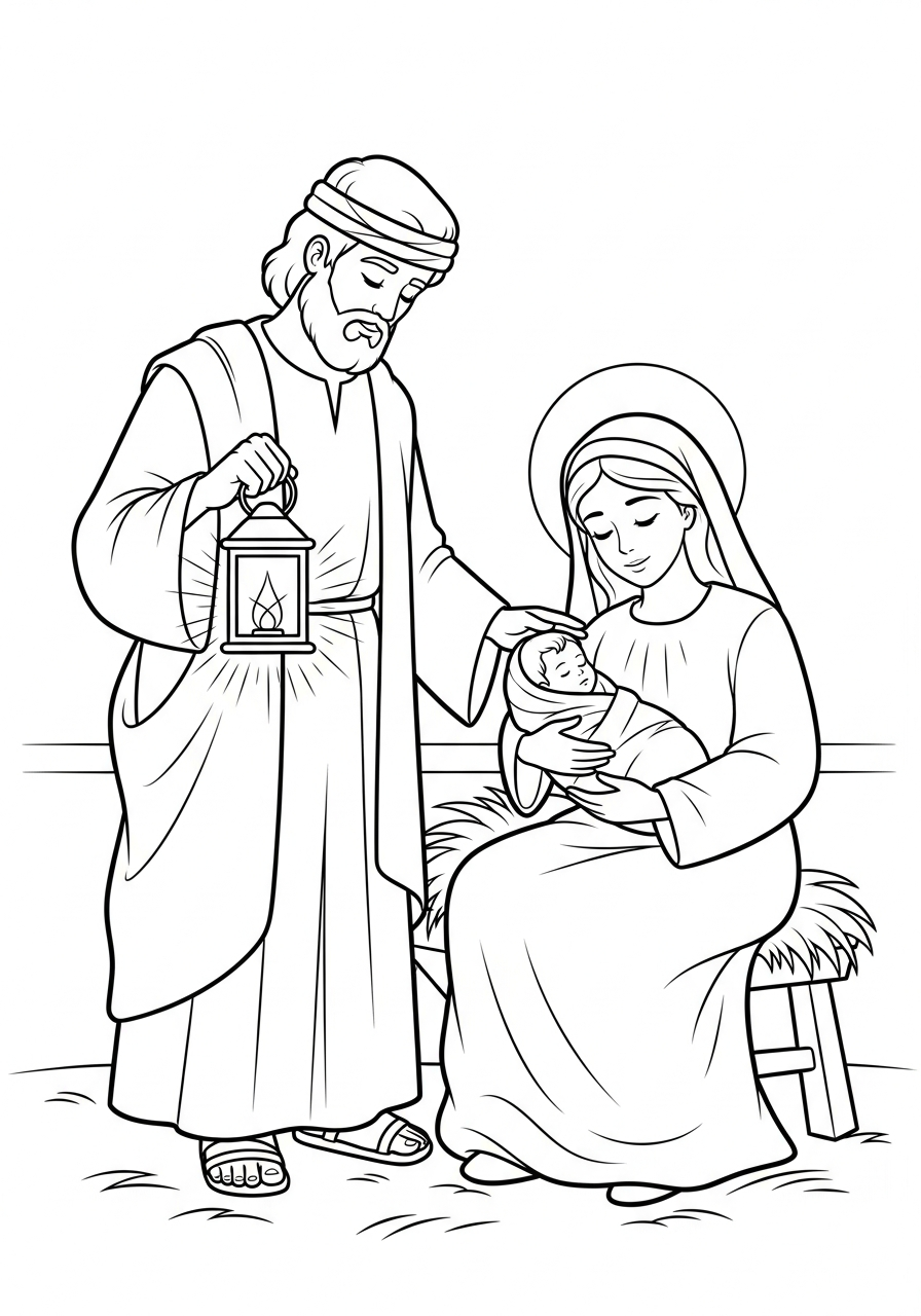 Sacra Famiglia 5 disegni da colorare gratis per bambini di Sacra Famiglia