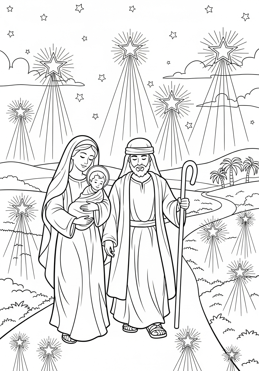 Sacra Famiglia 4 da colorare Sacra Famiglia disegno facile bambini