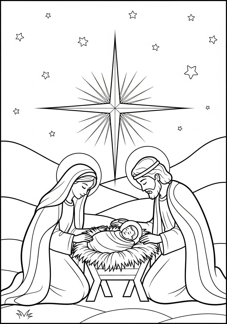 Sacra Famiglia 18 disegni da stampare e colorare Sacra Famiglia