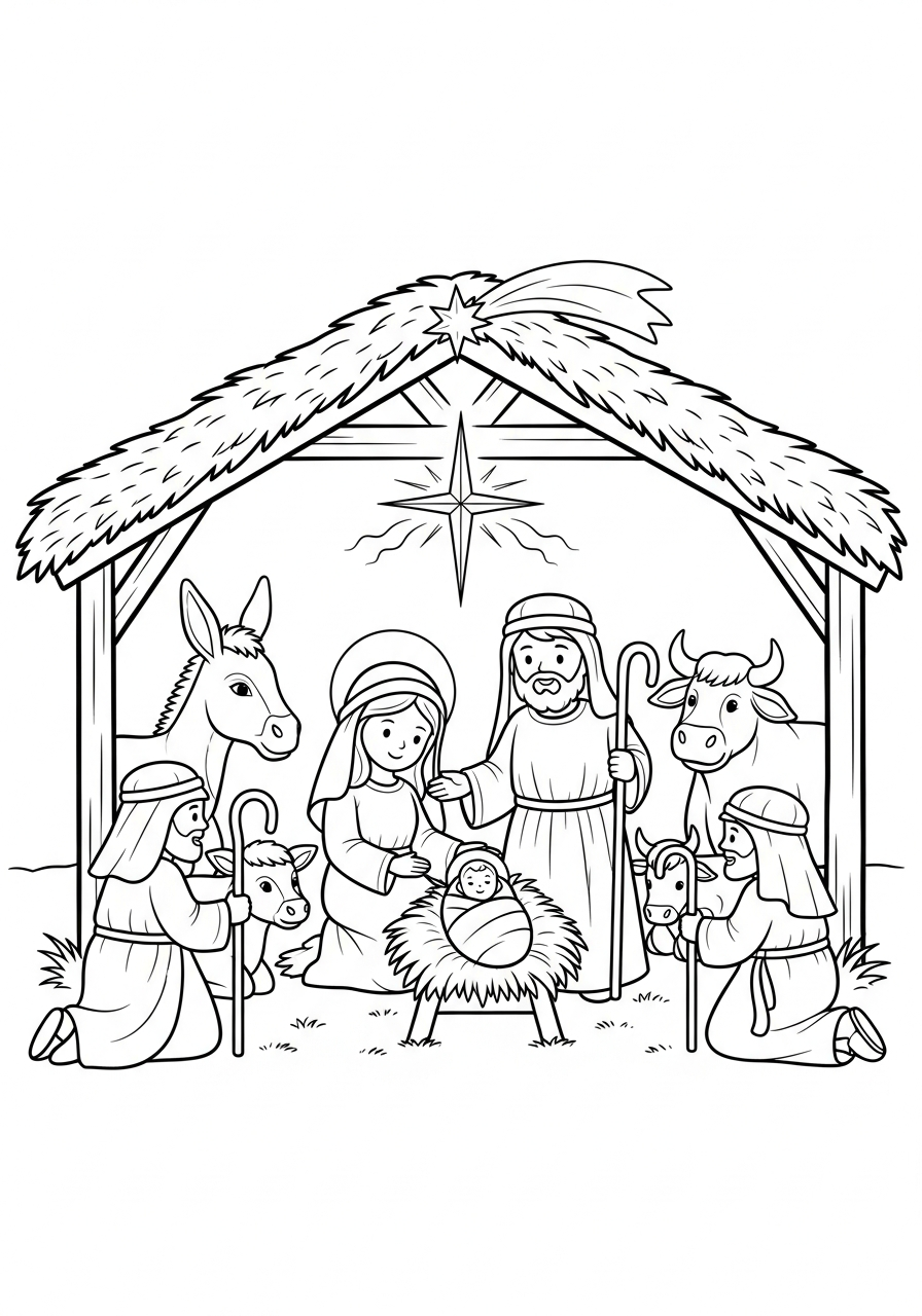 Sacra Famiglia 16 Sacra Famiglia disegno da colorare facile