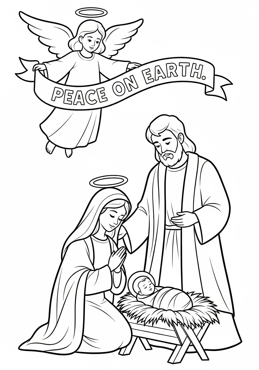 Sacra Famiglia 14 immagine da colorare Sacra Famiglia