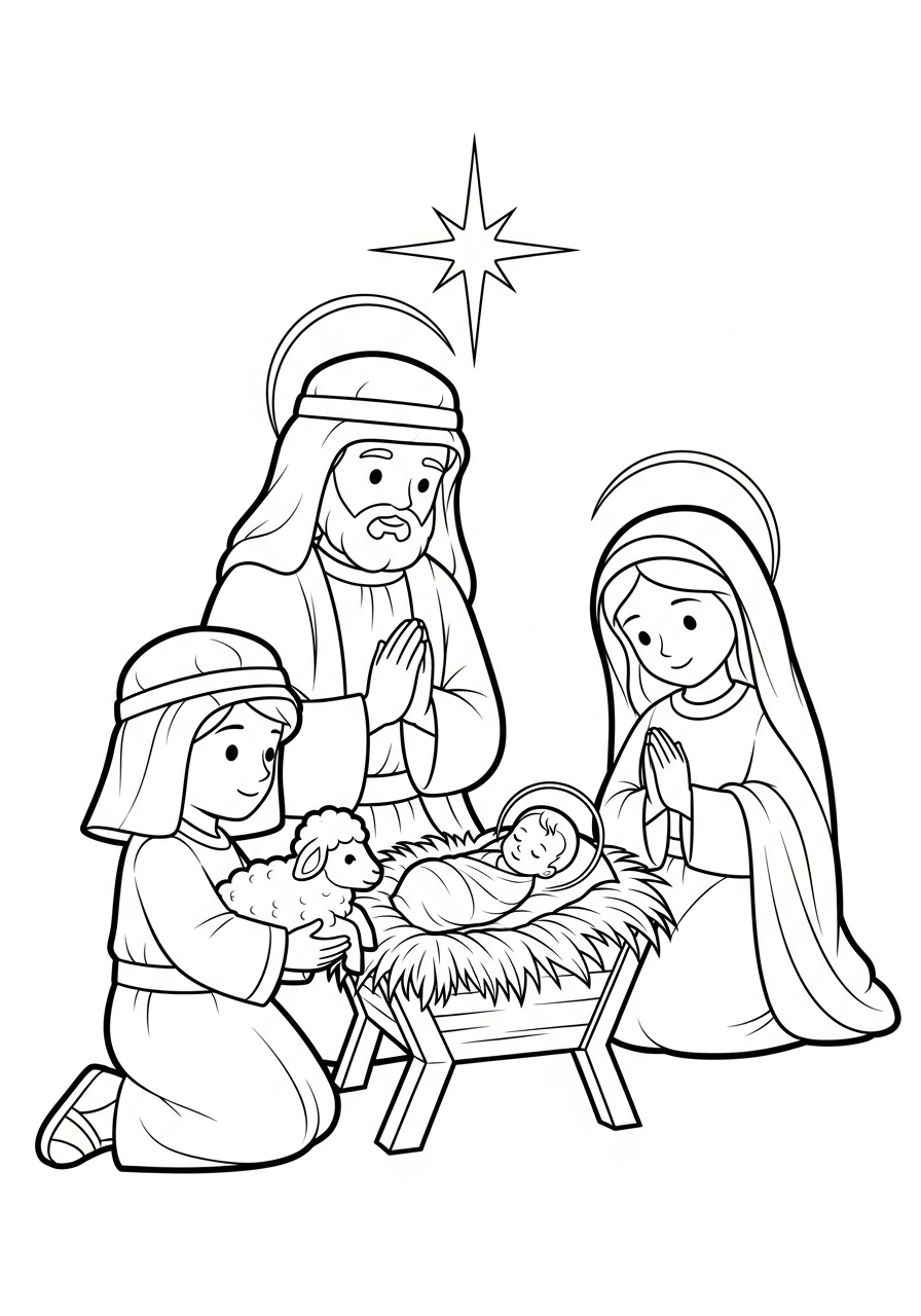 Sacra Famiglia 12 disegni di Sacra Famiglia da colorare per bambini