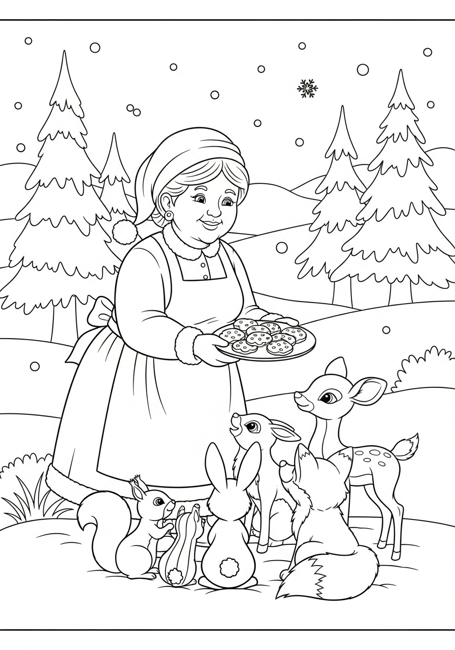 Signora Natale da colorare pdf gratis