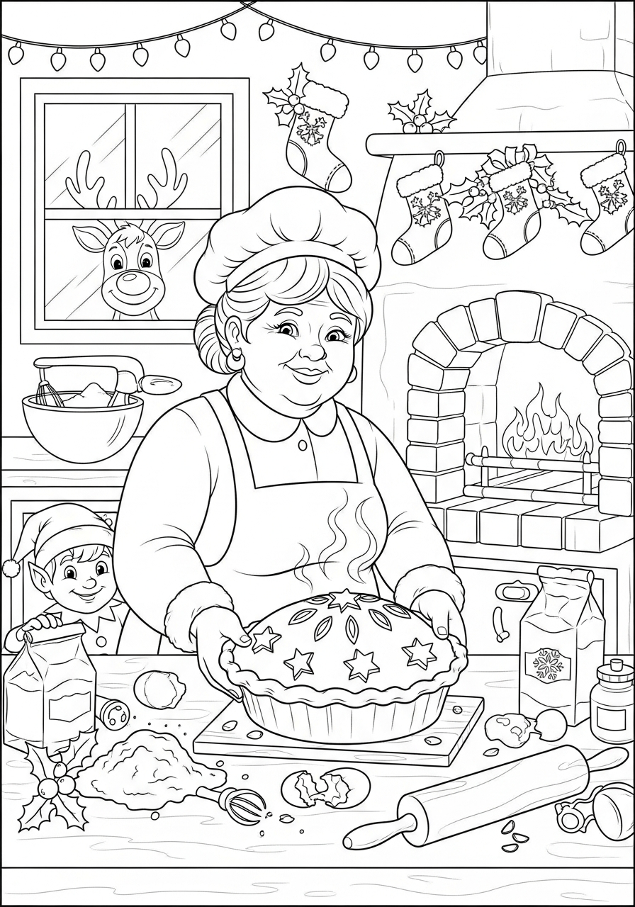 Signora Natale da colorare pdf