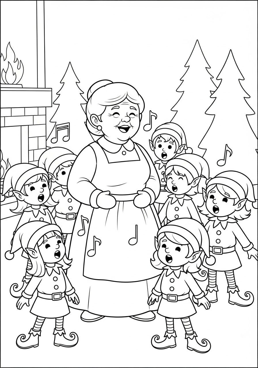 Signora Natale da colorare bambini