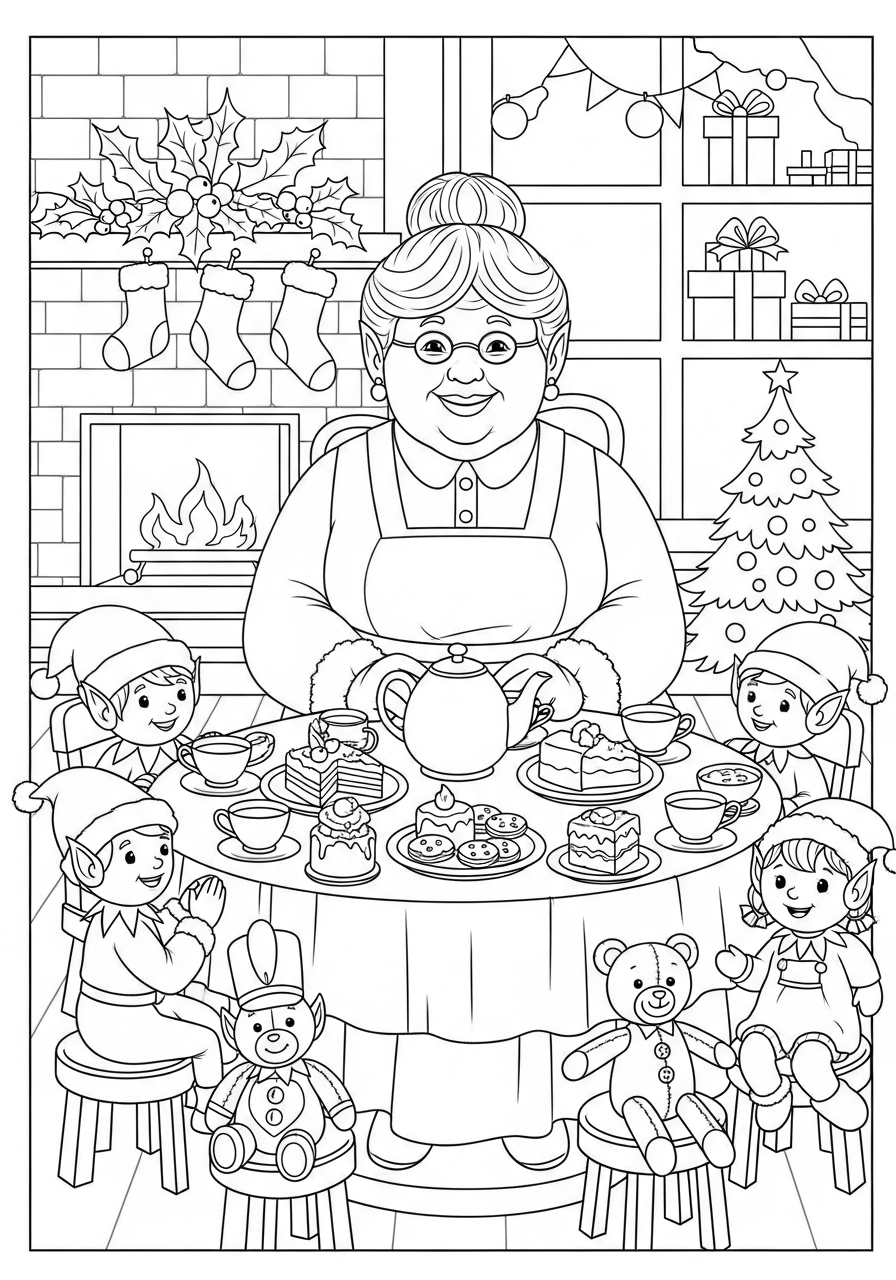 Signora Natale disegno da colorare facile