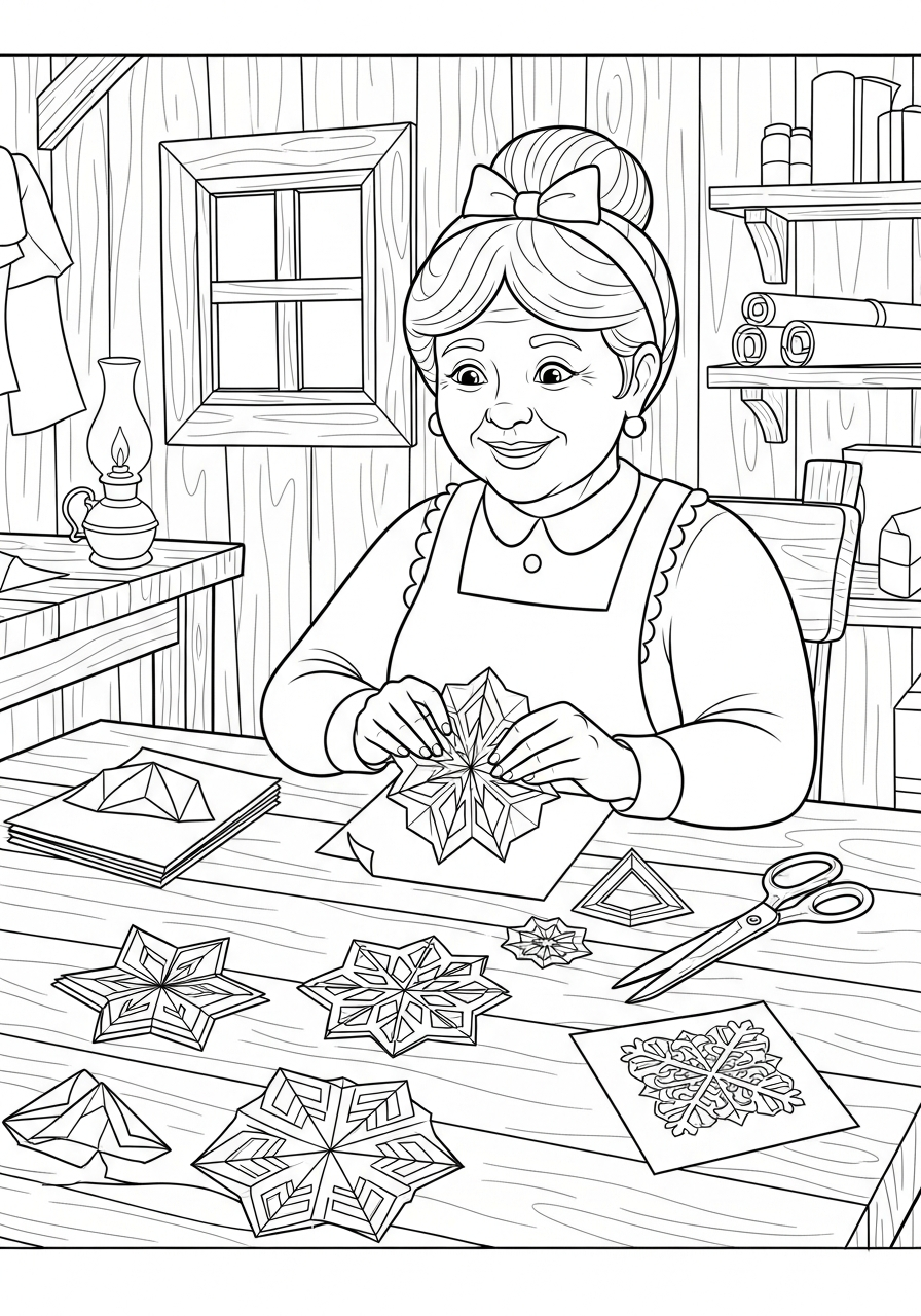 Signora Natale disegno facile da colorare