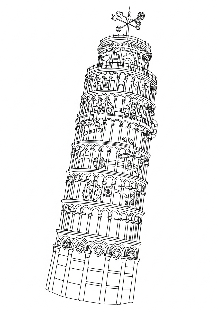 disegni Torre di Pisa da colorare