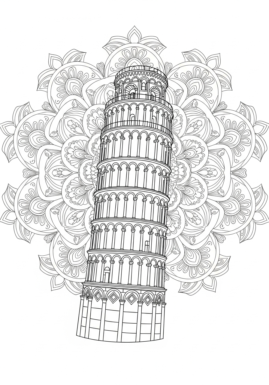Torre di Pisa disegno da colorare