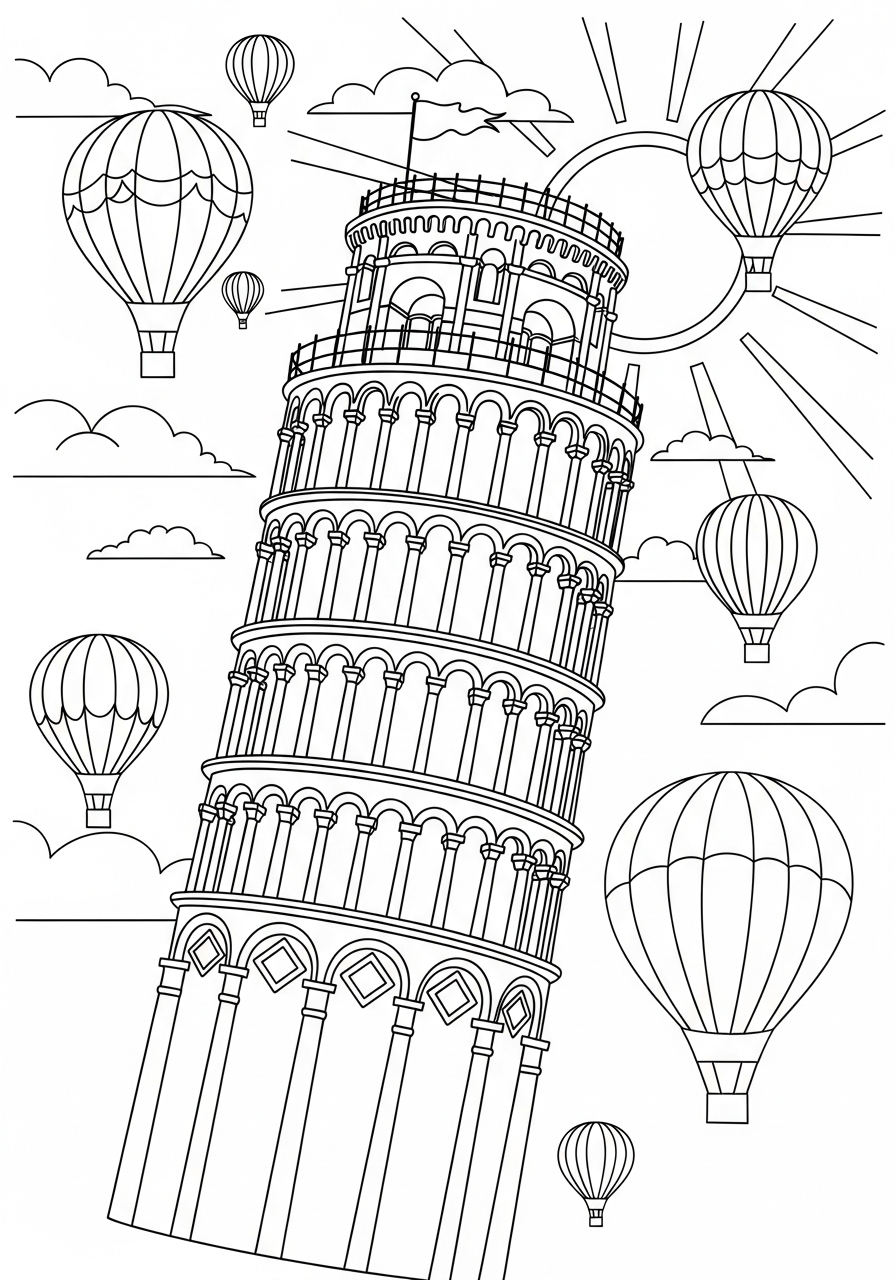 immagini di Torre di Pisa da colorare per bambini
