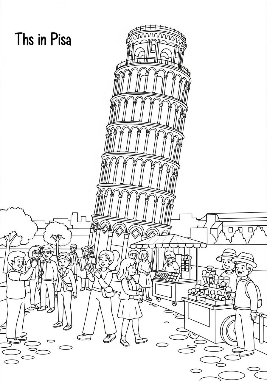 disegni da colorare Torre di Pisa per bambini
