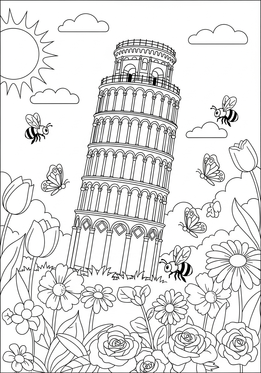 immagini da stampare e colorare di Torre di Pisa