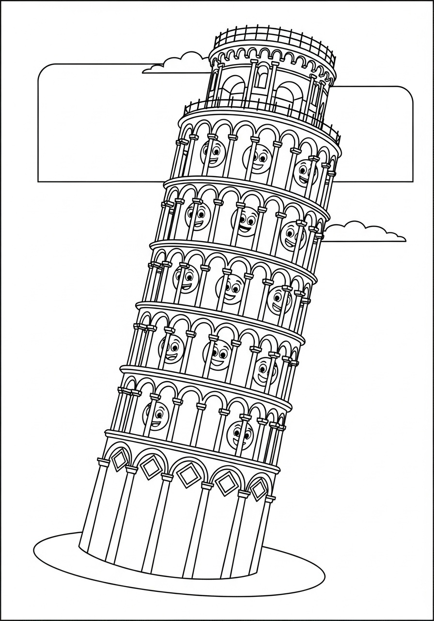 disegni da colorare gratis Torre di Pisa