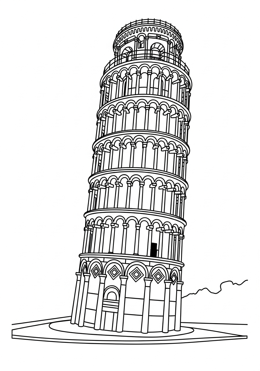 disegni da colorare per bambini pdf Torre di Pisa