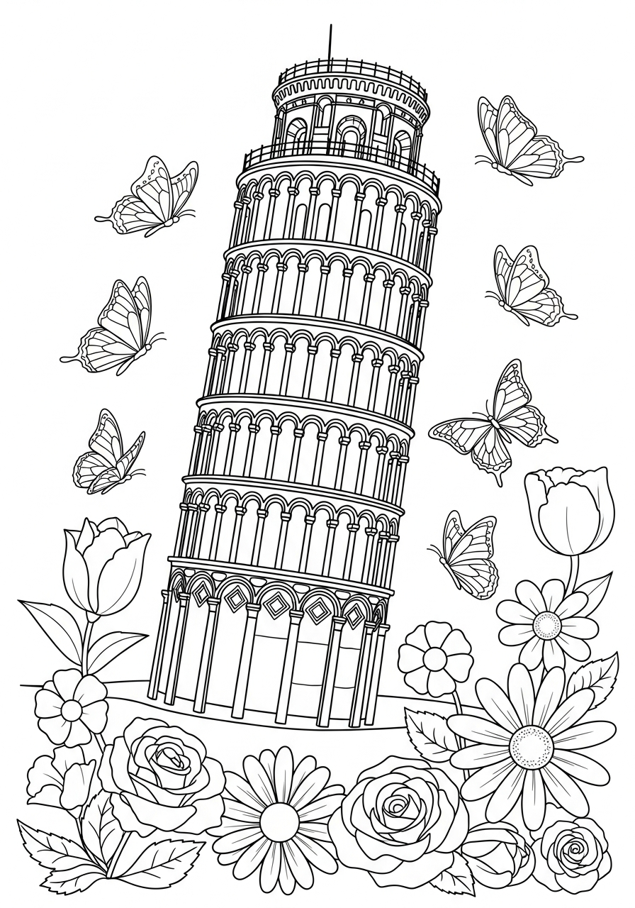 immagini Torre di Pisa da colorare e stampare