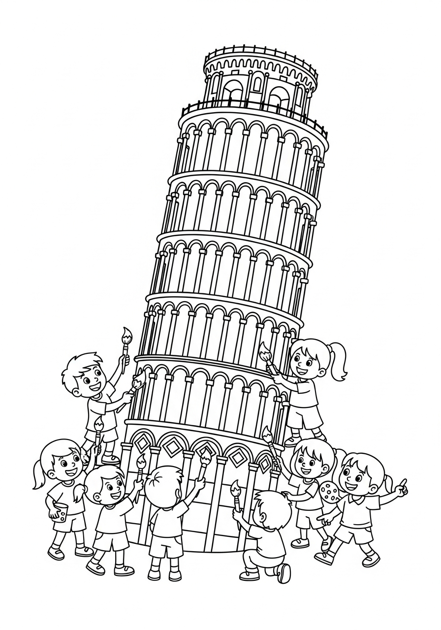disegno Torre di Pisa da colorare