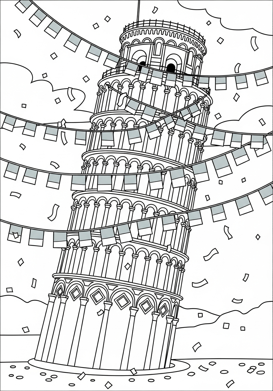 disegni di Torre di Pisa da colorare e stampare