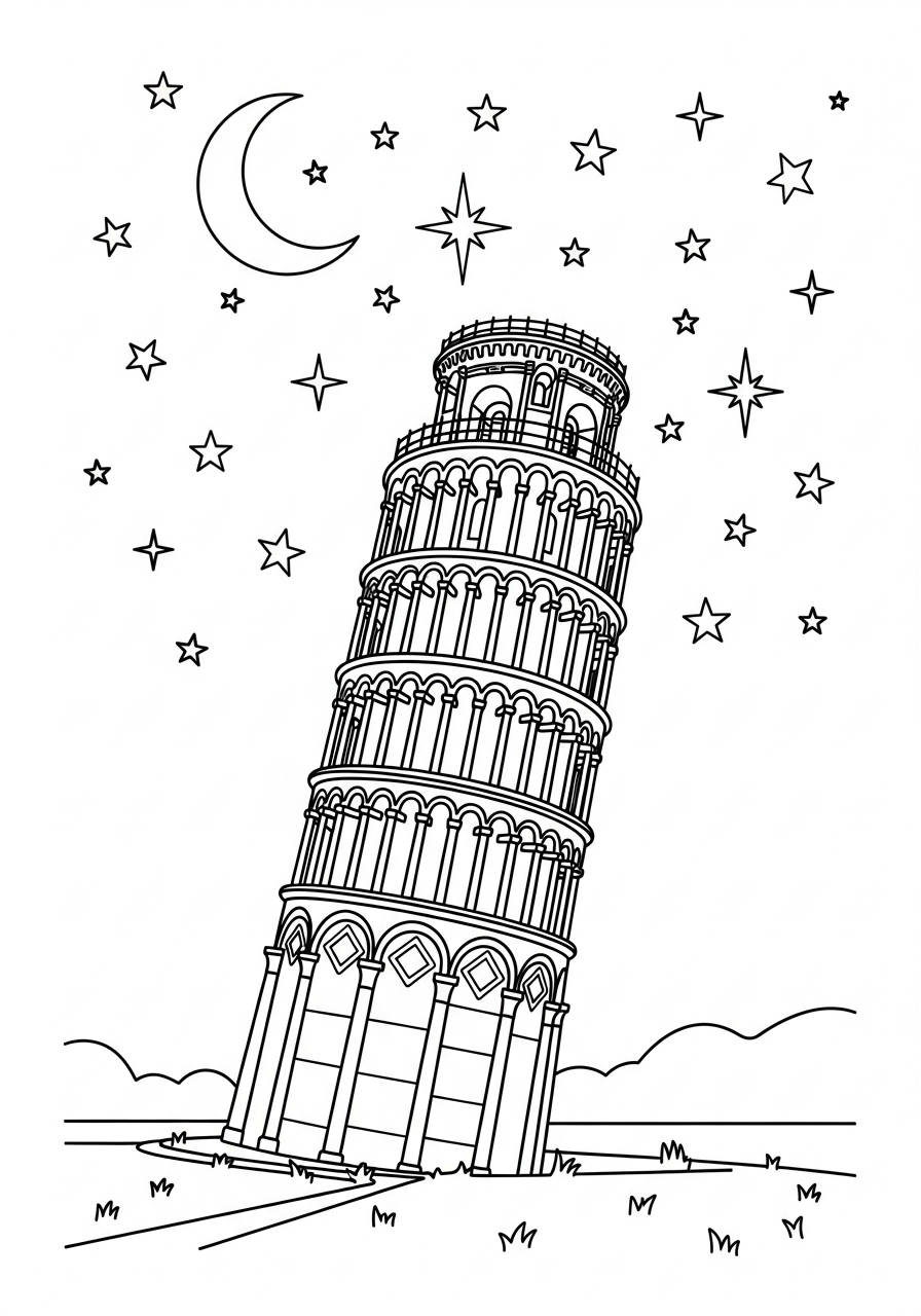 disegni di Torre di Pisa da colorare