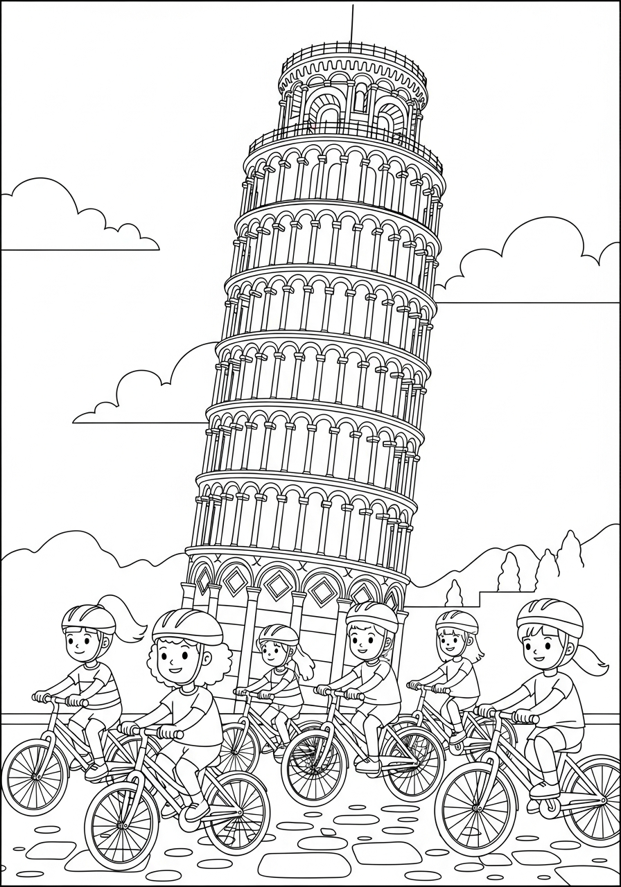 da colorare Torre di Pisa disegno facile bambini